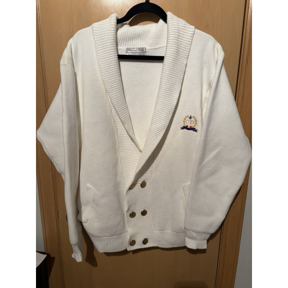 Dior White Cardigan Sweater